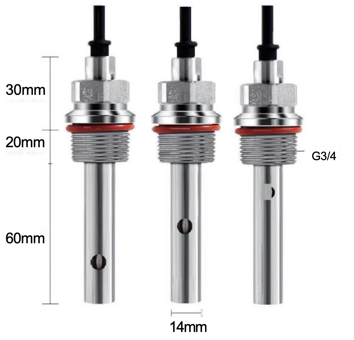 HH SCIENCE HH4500 conductivity electrode sensor 316L stainless steel dimension
