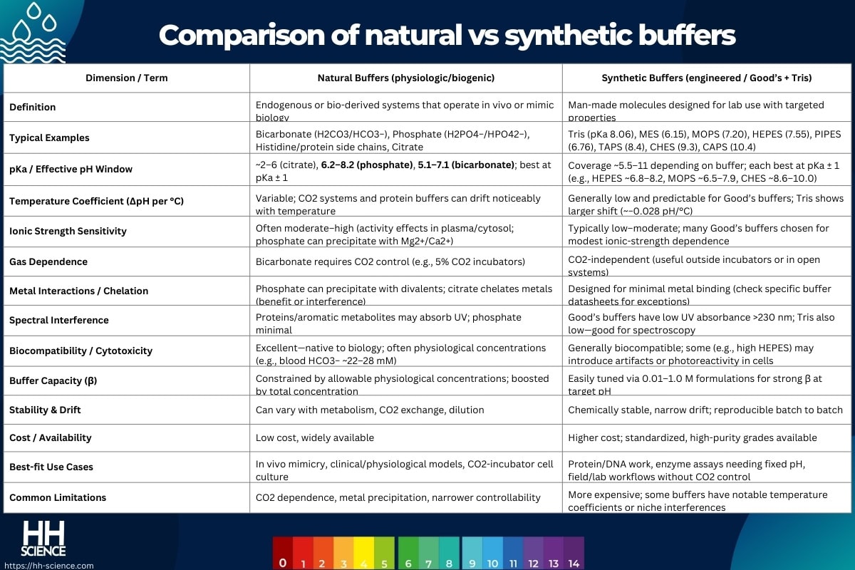 Comparison of natural vs synthetic buffers