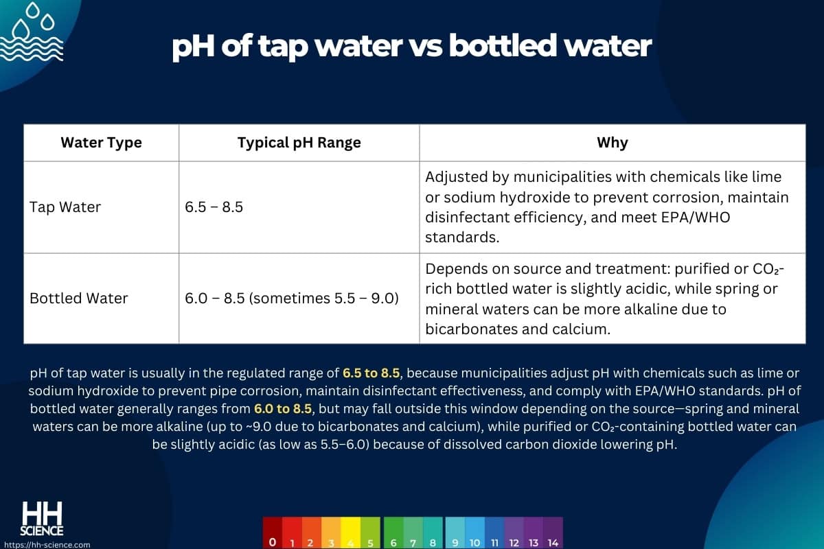 pH of tap water vs bottled water
