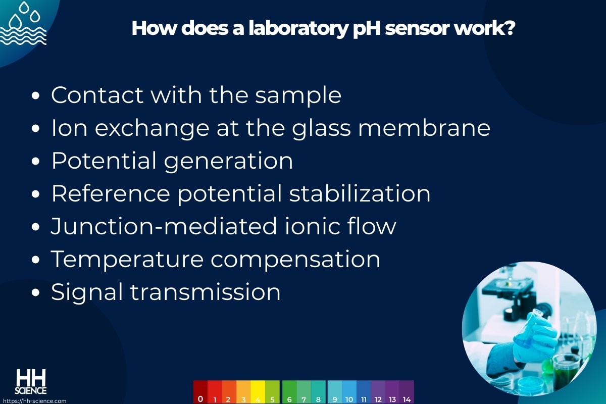 How does a laboratory pH sensor work
