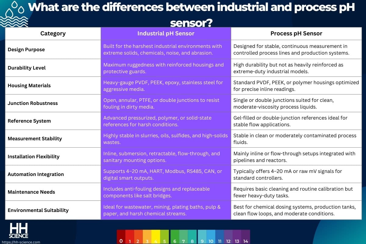 What are the differences between industrial and process pH sensor