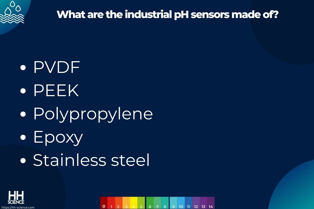What are the industrial pH sensors made of