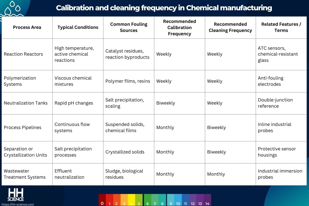 Calibration and cleaning frequency in Chemical manufacturing