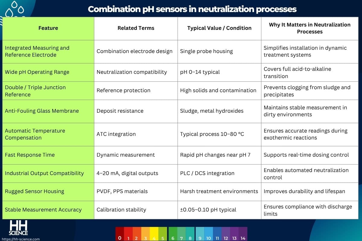 Combination pH sensors in neutralization processes