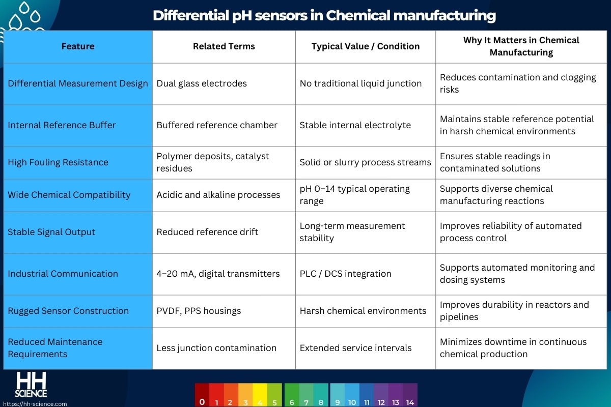 Differential pH sensors in Chemical manufacturing