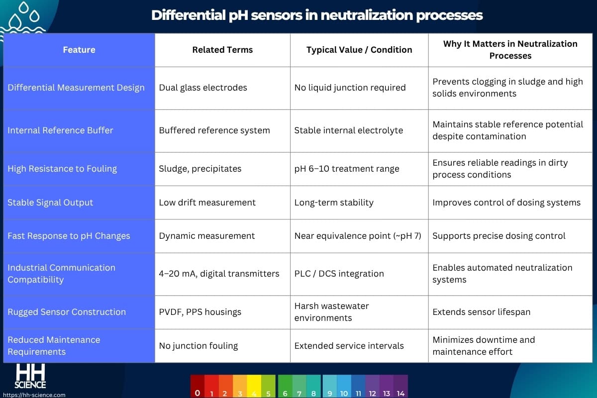 Differential pH sensors in neutralization processes