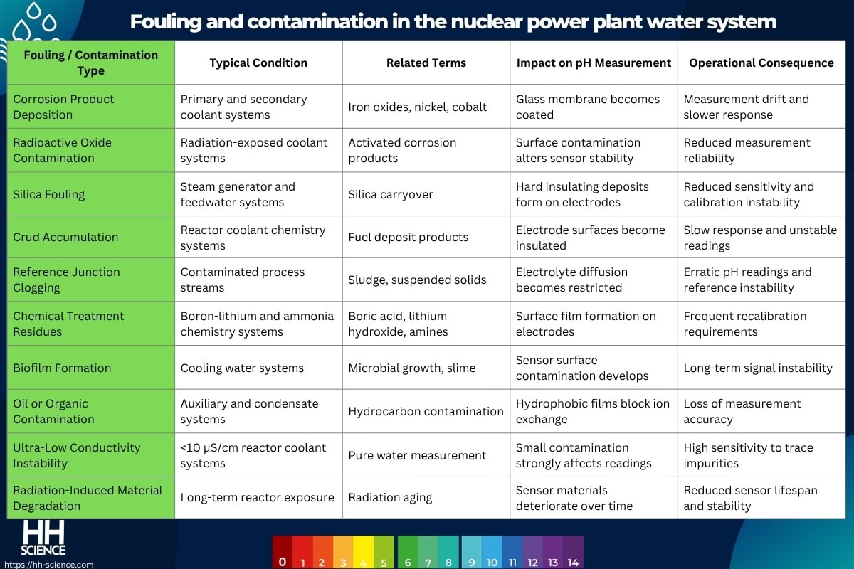 Fouling and contamination in the nuclear power plant water system