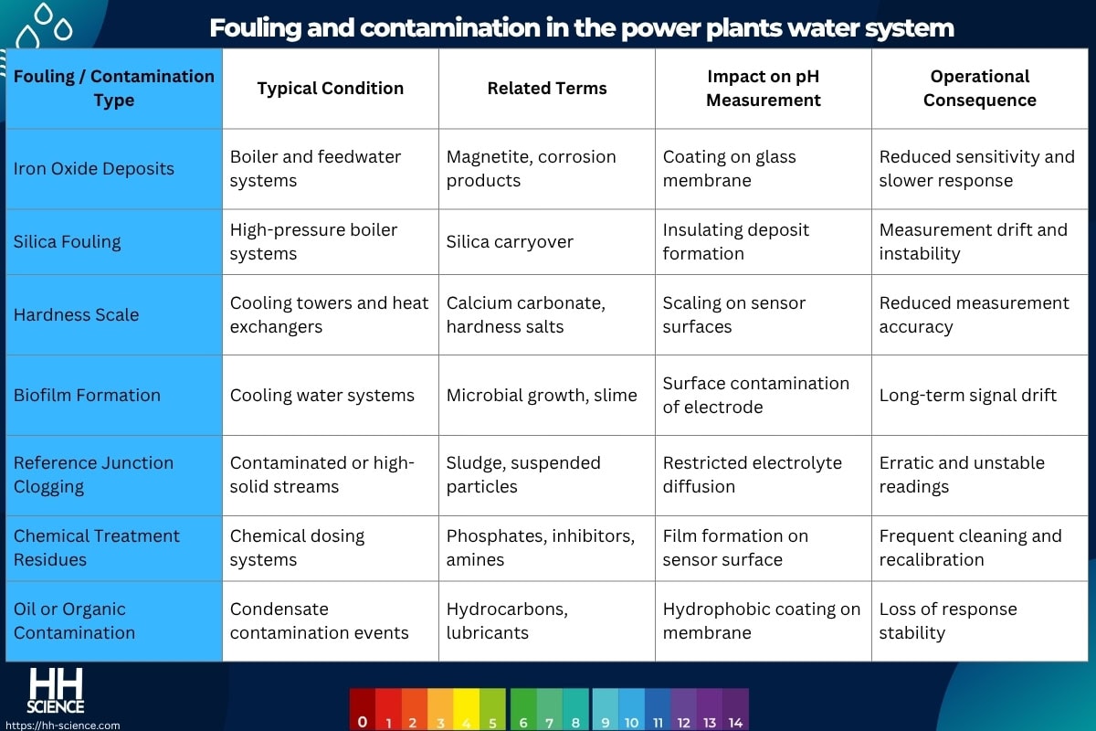 Fouling and contamination in the power plants water system