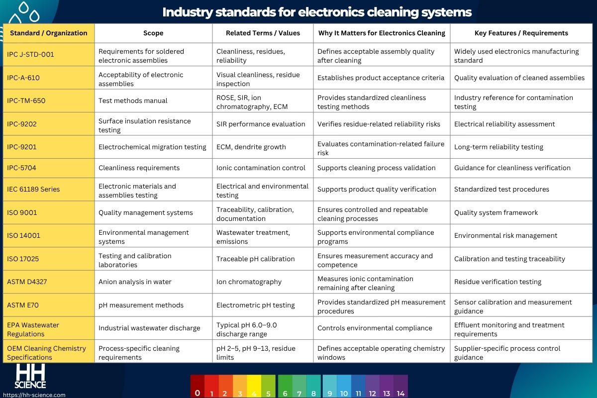 Industry standards for electronics cleaning systems