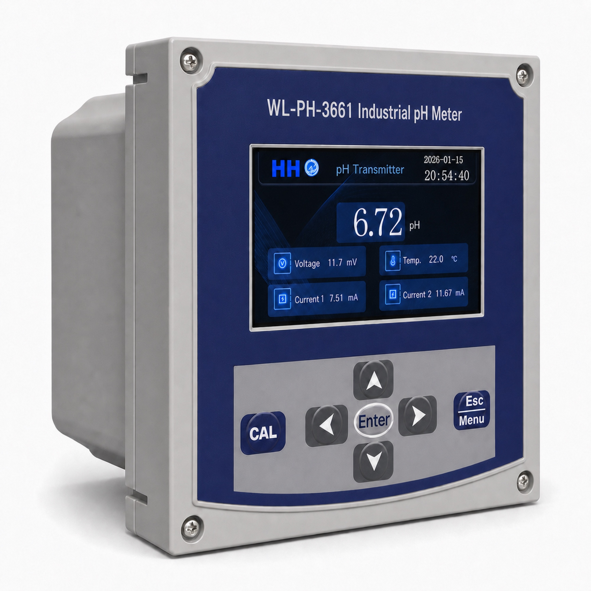 WL-PH-3661 Industrial pH Meter front full english RS485 WL-PH-3661 Industrial pH Meter front full english RS485