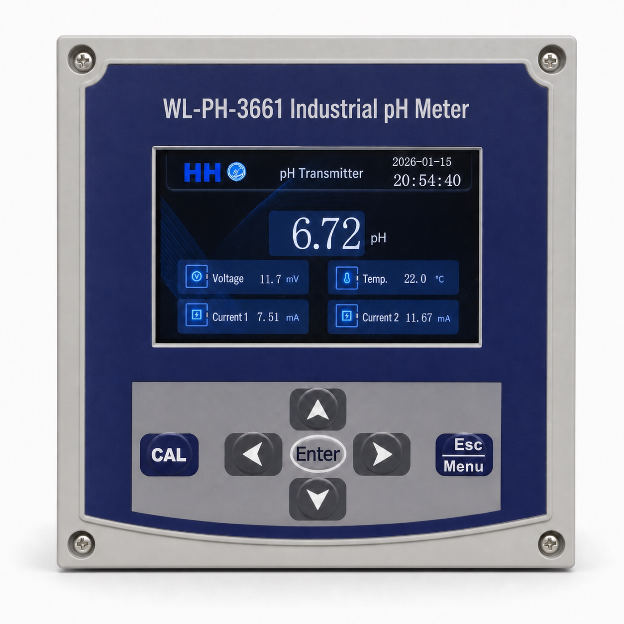 WL-PH-3661 Industrial pH Meter front full english